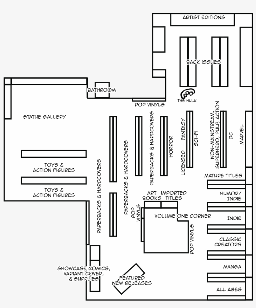 Austin Books & Comics - Floor Plan, transparent png #8428125