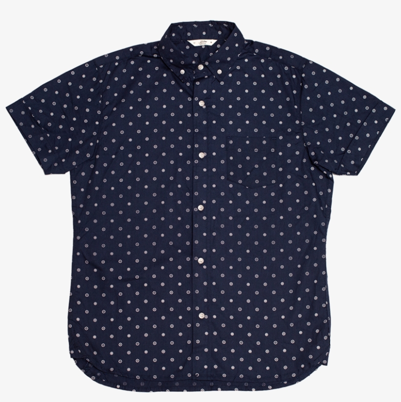 Short Sleeve Button Down Shirt - Polka Dot, transparent png #8428860