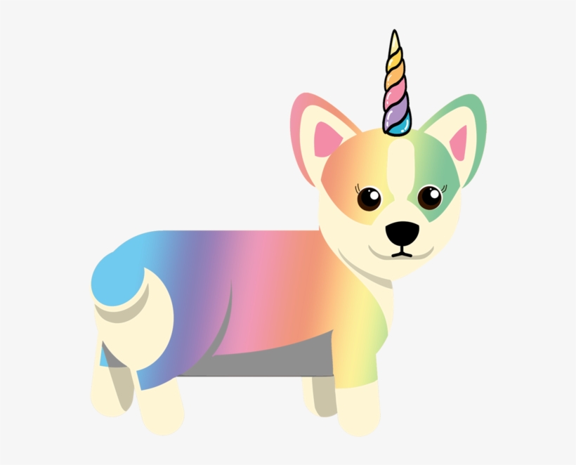 'rainbow Cuddles For Sale' Unicorgi Sticker - Hello Dog Png, transparent png #8429769