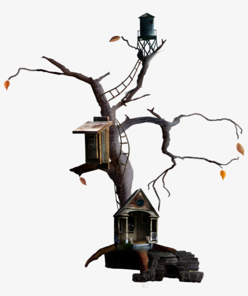 Tree Houses Halloween Creepy Treehouse Freetoedit - Marcos Para Halloween En Png, transparent png #8431246