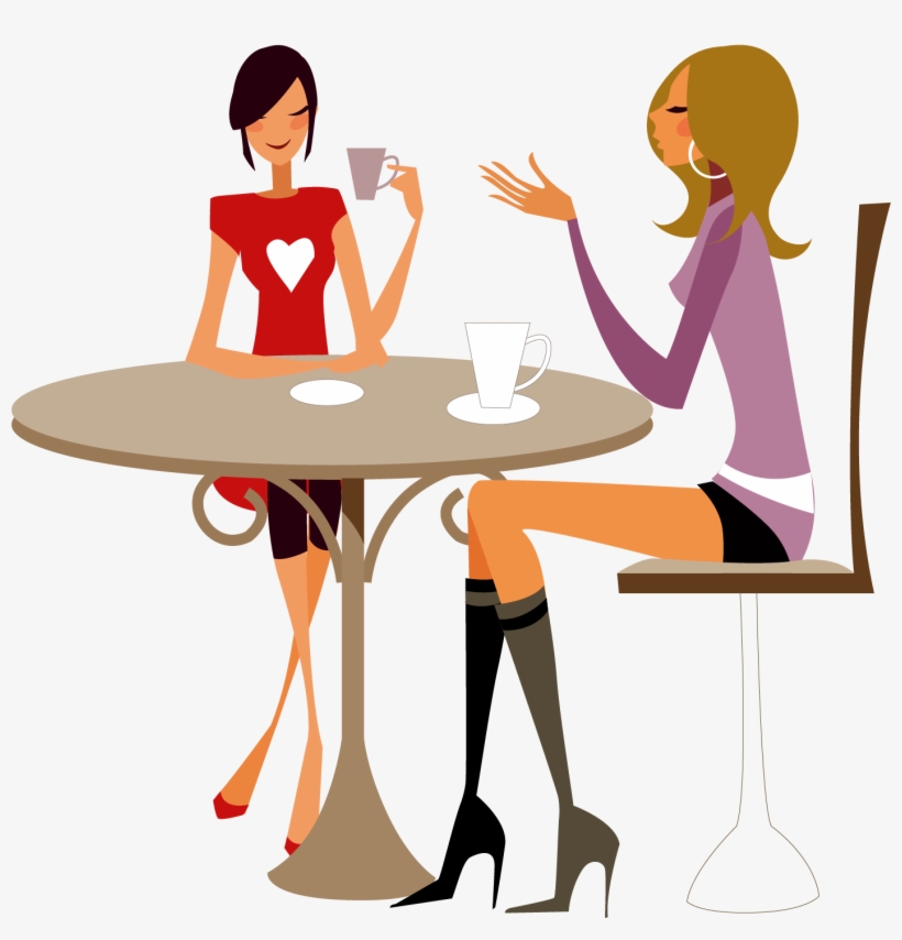Vector Free Stock Coffee Cafe Drink Illustration - Girls Coffee Cartoon, transparent png #8431426