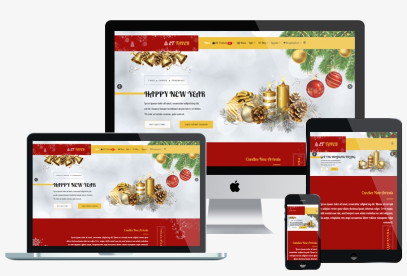 Et Taper Free Responsive Christmas Candle Website Template - Woocommerce Toys Store Theme, transparent png #8434395