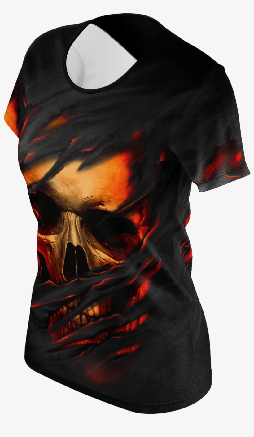 Ripped Face Skull Women's T-shirt - Blouse, transparent png #8435936