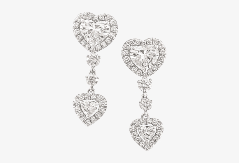 Heart Shaped Diamond Earrings - Diamond Earring In Heart Shaped, transparent png #8437138