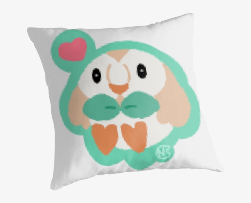Pokemon Sun And Moon Starters Rowlet Sticker Pillow - Cushion, transparent png #8437379