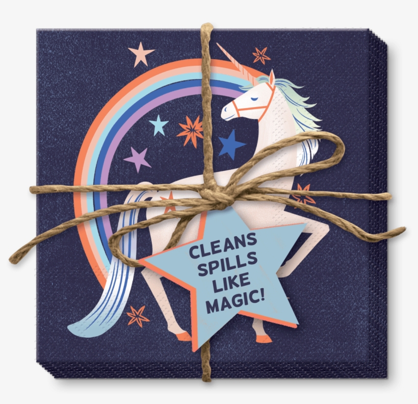Unicorn Rainbow Beverage Napkins - Stallion, transparent png #8438460