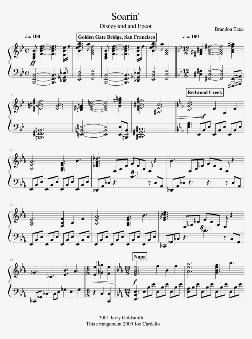 Soarin' Sheet Music Composed By Brandon Tatar 1 Of - Croatian Rhapsody Piano Sheet, transparent png #8439437