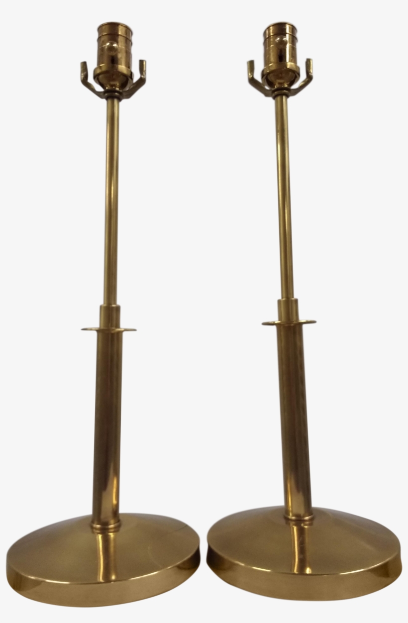 Mid Century Ethan Allen Brass Candlestick Table Lamps - Brass, transparent png #8439962