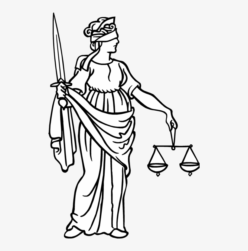 Restitution And Compensation For The Property Confiscated - Lady Justice Line Art, transparent png #8441103