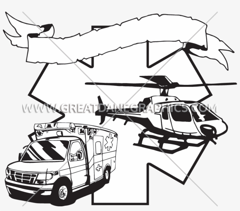 Star Of Life Black And White Clipart - Ems Helicopter Clipart, transparent png #8441588