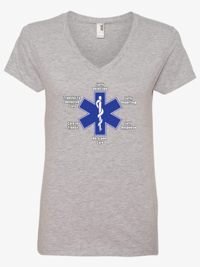 6 Points Of The Star Of Life Ladies' V Neck T Shirt - Star Of Life, transparent png #8441799
