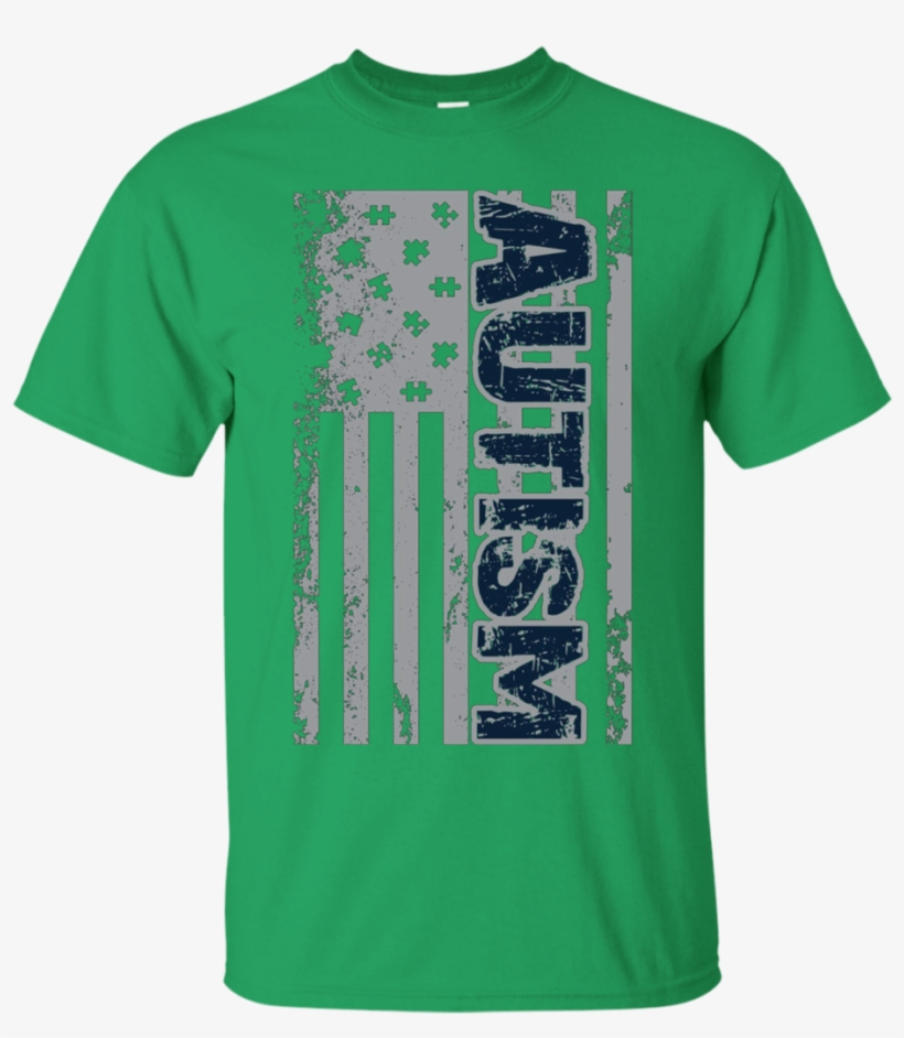 Autism Awareness American Flag Puzzle Piece Apparel - Active Shirt, transparent png #8442032