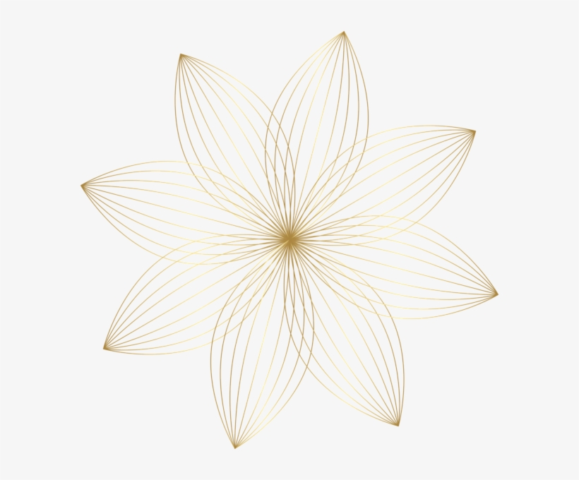 Gold Flower Decoration Transparent Clip Art Image - Line Art, transparent png #8442535