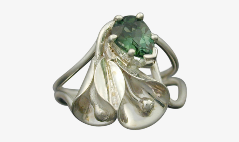Calla Lily Ring With Green Tourmaline - Locket, transparent png #8443195