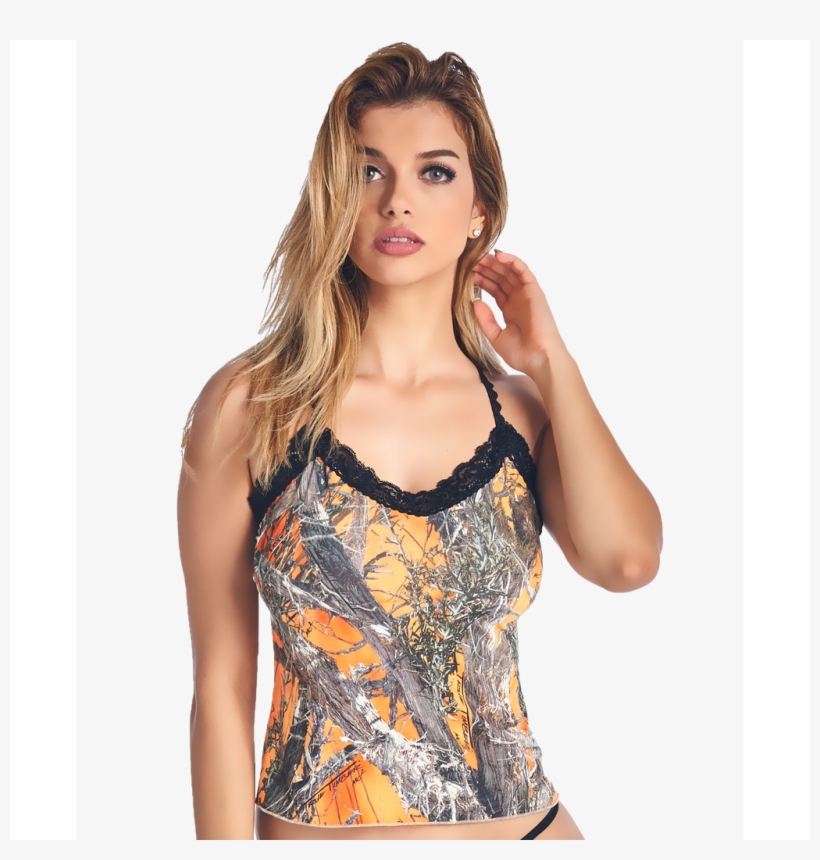 Women's Sexy Authentic True Timber Lingerie Camisole - Camouflage, transparent png #8444088