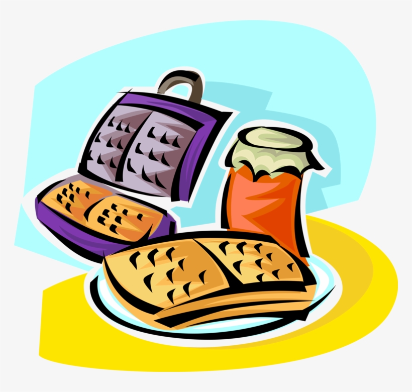Vector Illustration Of Breakfast Batter Cake Waffle - Waffeleisen Clipart, transparent png #8444956
