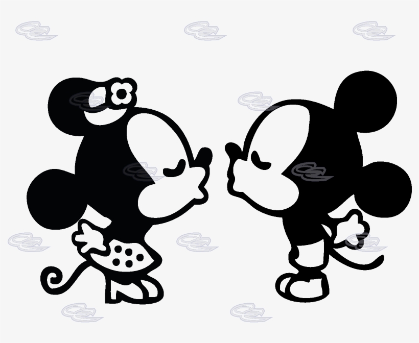 Free Mickey And Minnie Mouse Silhouette Clip Art - Dessin Mickey Et Minnie Kiss, transparent png #8445238
