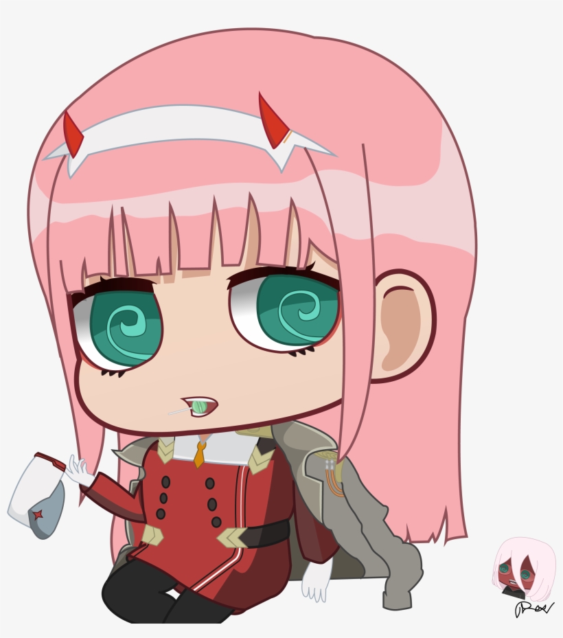Fan Art[contest] Zero Two Chibi With Her Coat And Cap - Zero Two Chibi Png, transparent png #8449573