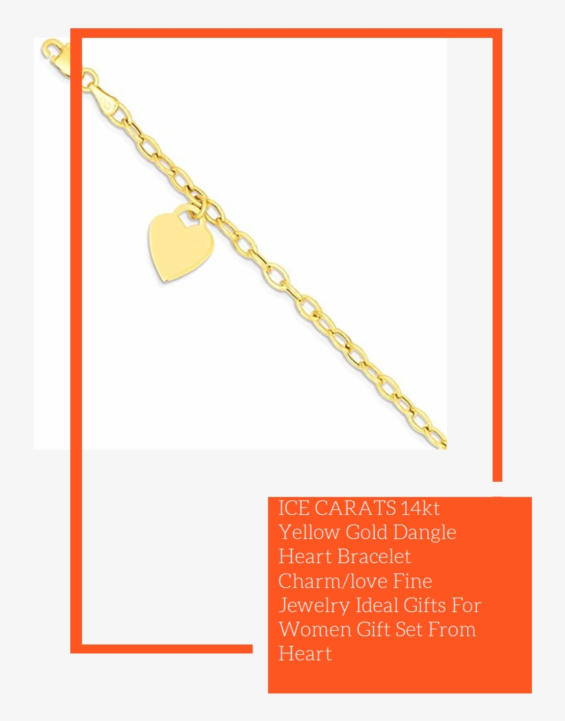Ice Carats 14kt Yellow Gold Dangle Heart Bracelet Charm/love - Tan, transparent png #8449802