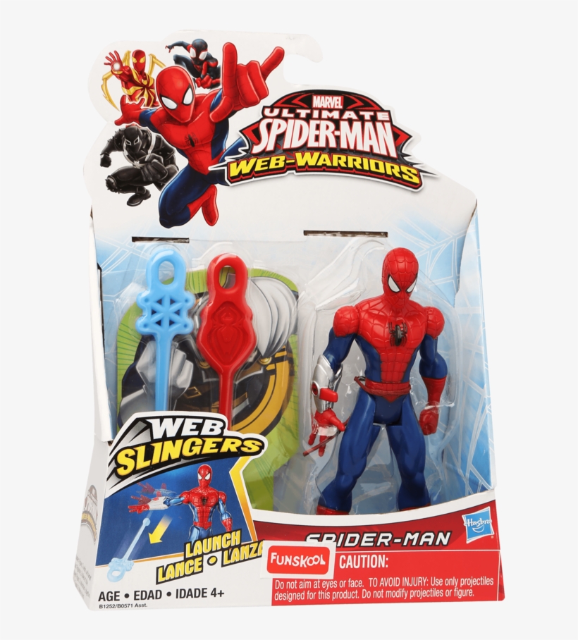 Boys Spider Man With Web Slinger Action Figure Toy - Ultimate Spiderman Iron Spider Action Figures, transparent png #8450239