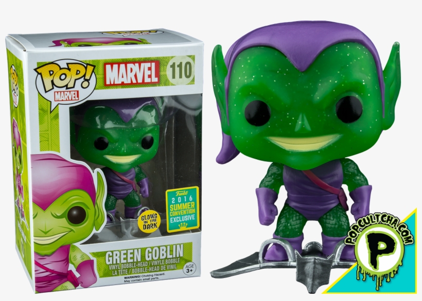 Green Goblin With Glider Translucent Glitter Glow In - Funko Pop Green Goblin 110 Sdcc 2016, transparent png #8450566