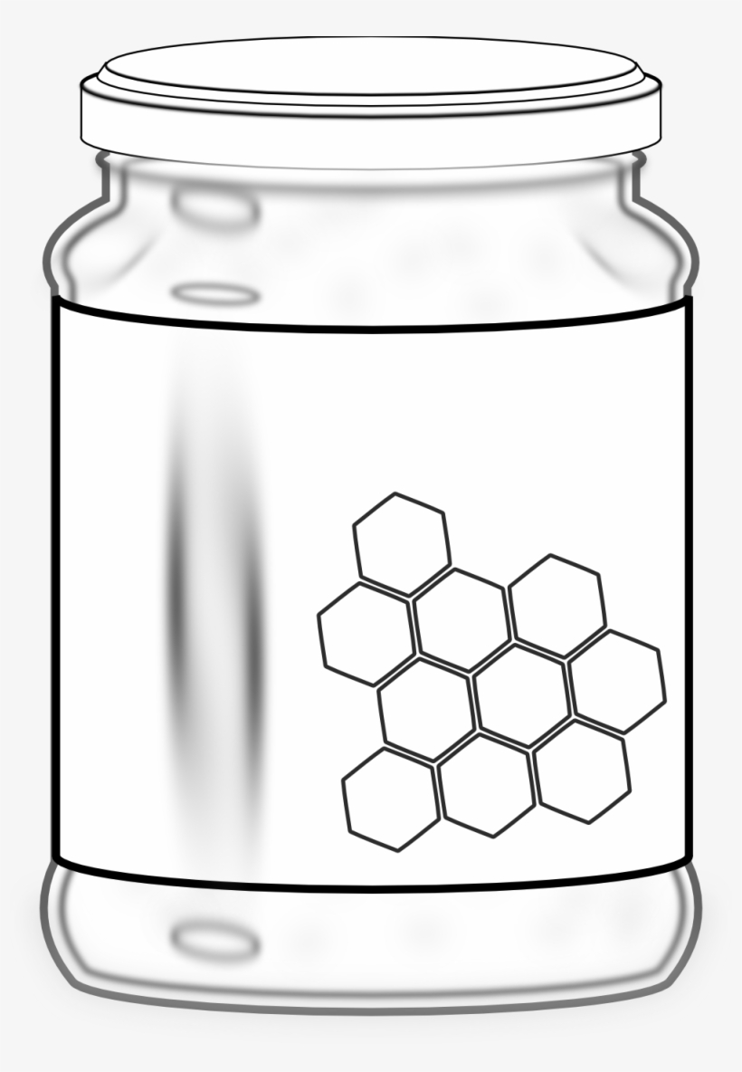 Honey Jar Black White Line Art 999px 296 - Coloring Jar Honey, transparent png #8455739