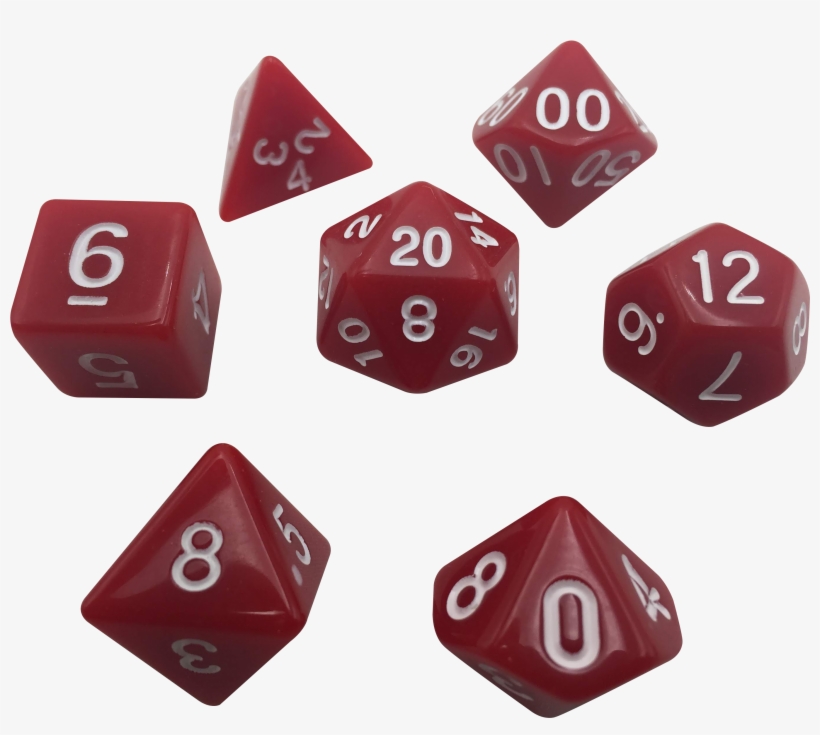 Red With White Numbers Set Of 7 Polyhedral Rpg Dice - Role-playing Game, transparent png #8456507