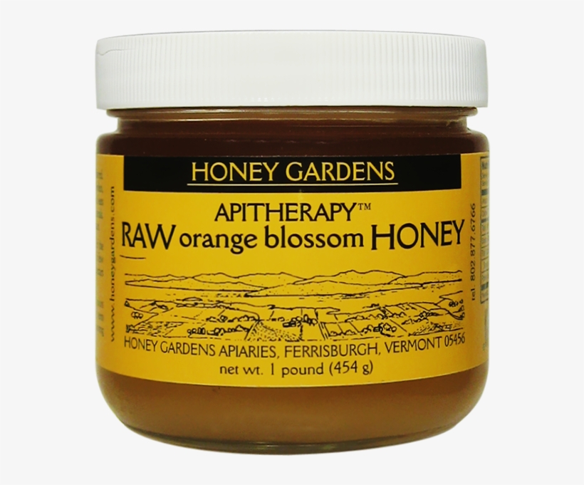Honey Gardens Raw Orange Blossom Honey Jar-16 Oz - Fruit Butter, transparent png #8456510