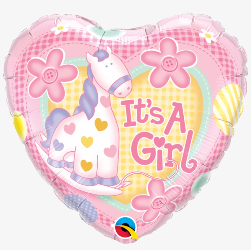 18'' It's A Girl Pony Balloon Helium - Pink Baby Shower Balloon, transparent png #8458796