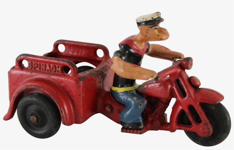 Hubley Cast Iron Popeye Spinach Delivery Cycle - Sidecar, transparent png #8459534