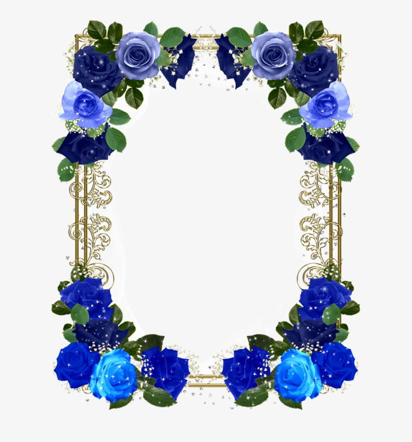 Blue Roses Frames - Blue Roses Border Png, transparent png #8460415