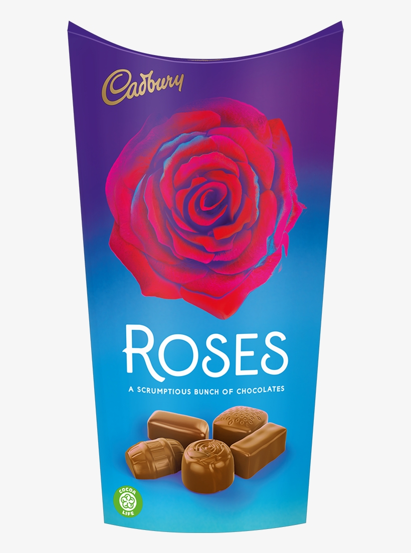 The Brightly Wrapped Delicious Cadbury Roses Chocolates, - Box Of Sweets Of Roses Tub, transparent png #8460462