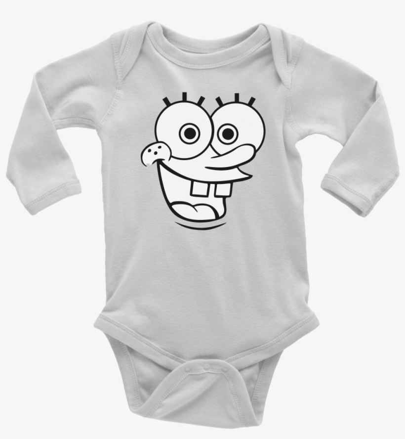 New Long Sleeve Baby Bodysuit Spongebob Face Size Nb - Infant Bodysuit, transparent png #8462777