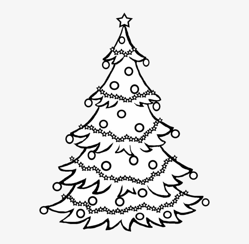 Pine Tree Clipart Black And White / Christmas Tree - Black And White Christmas Tree Drawing, transparent png #8464496