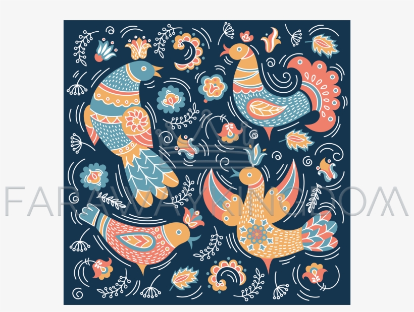 Ethno Bird Folk Doodle Ornament Vector Illustration - Illustration, transparent png #8465966