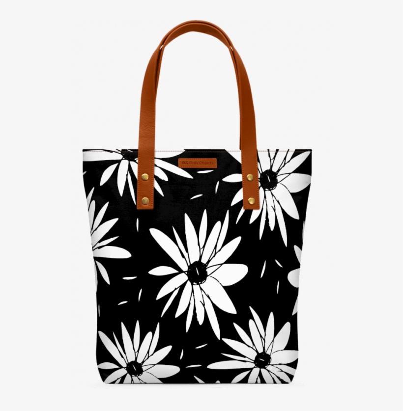 Chic Floral Black And White Daisy Pattern Classic Tote - Tote Bag, transparent png #8470420