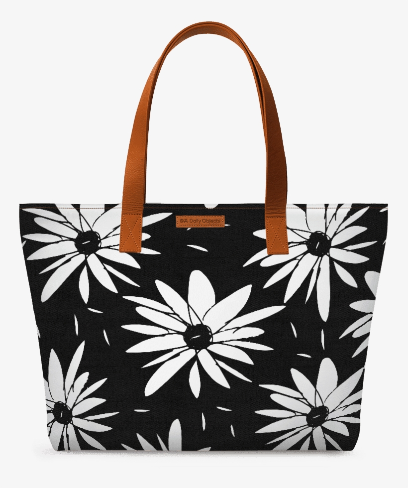 Dailyobjects Chic Floral Black And White Daisy Pattern - Tote Bag, transparent png #8470505