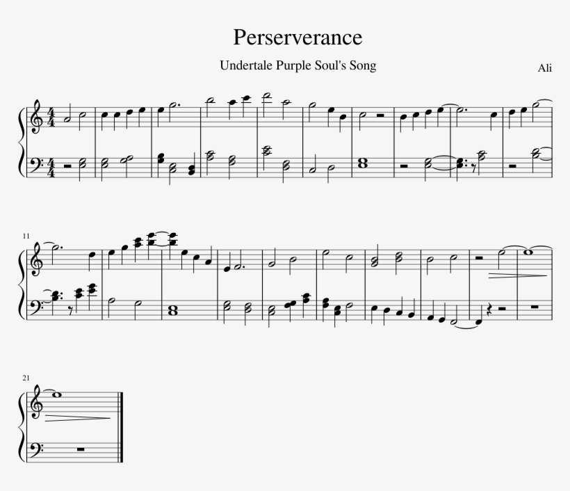 Perseverance's Song - Kass Theme Accordion Sheet Music, transparent png #8471685