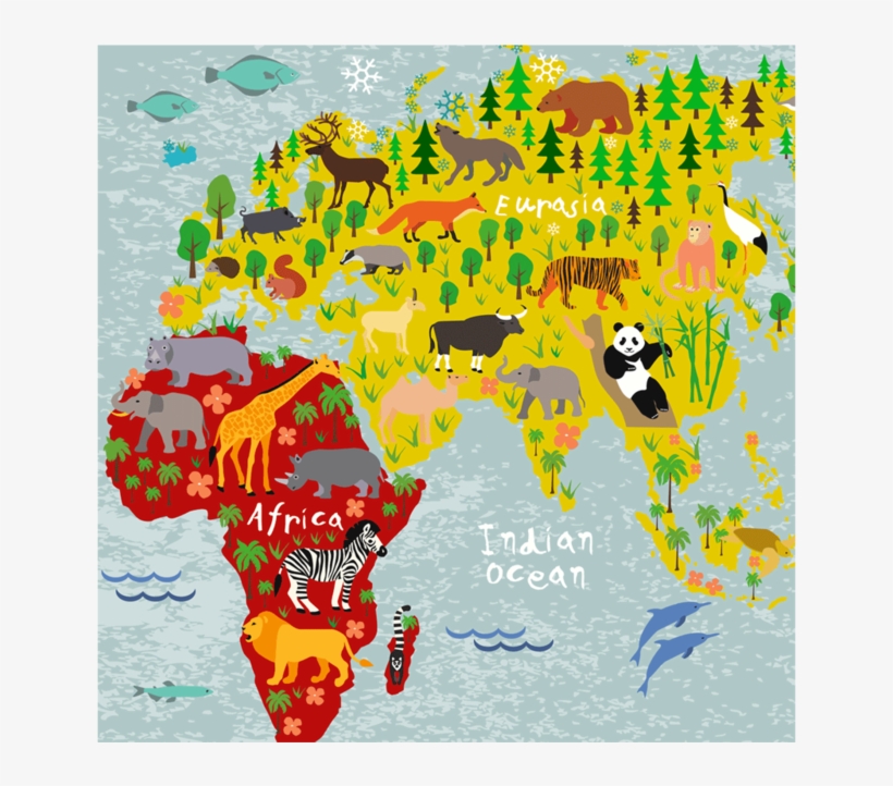 Animals World Map Puzzle, transparent png #8474293