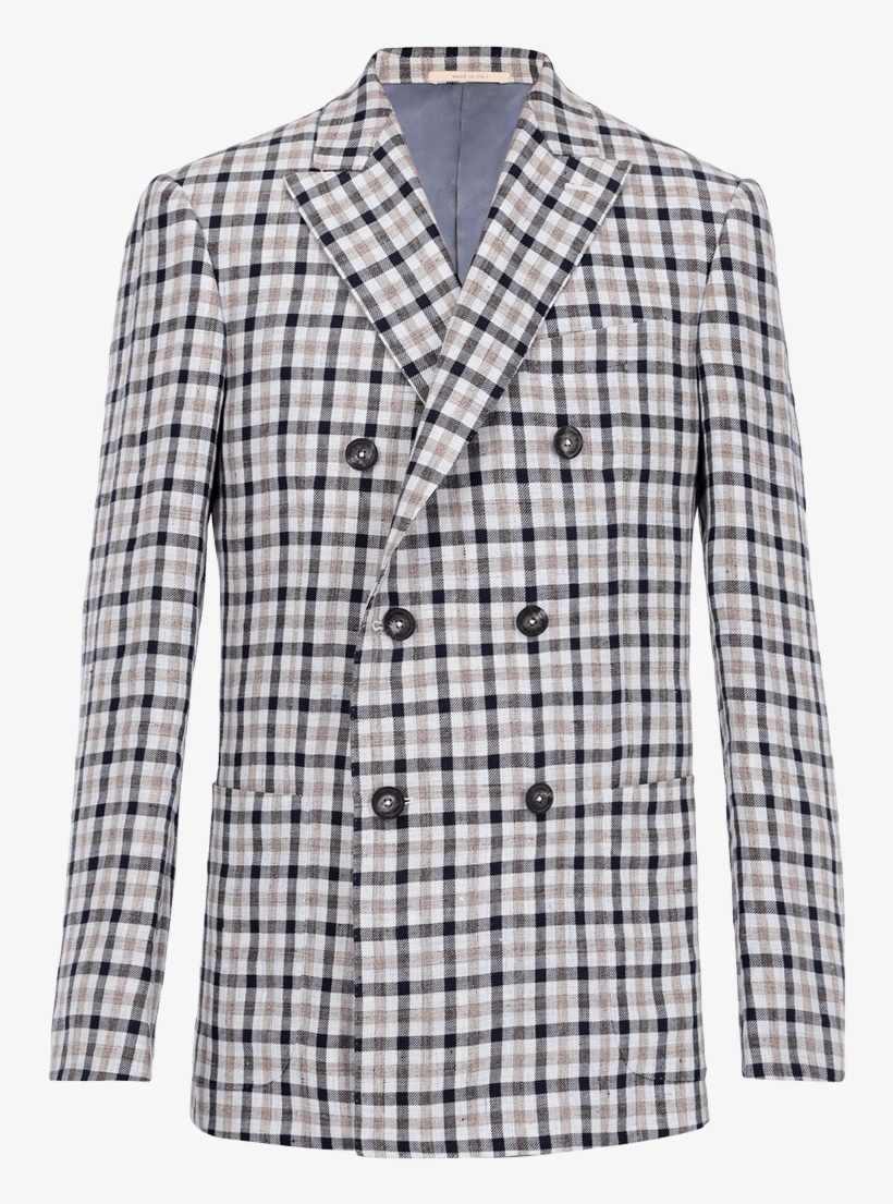 Checked Double-breasted Linen Dandy Jacket - Minot's Ledge Light, transparent png #8476732