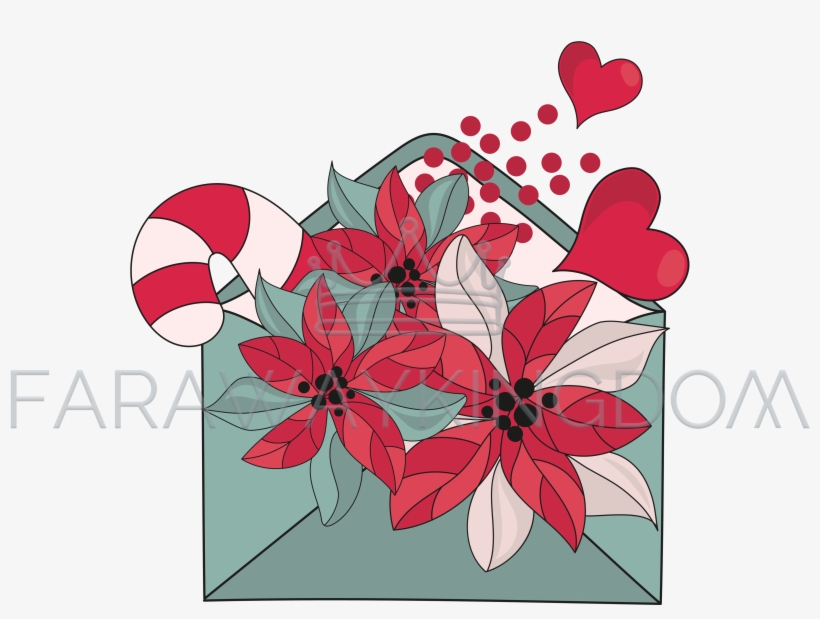 Warm Wishes Merry Christmas Cartoon Vector Illustration - Poinsettia, transparent png #8477514