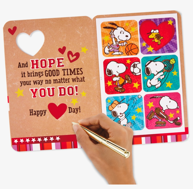 Peanuts Snoopy And Woodstock Valentine Day Card With - Heart, transparent png #8479332