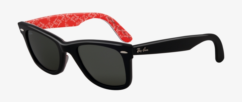 Ray Ban Wayfarer Top Black Back Logo Mania - Ray Ban Red And Black Frames, transparent png #8480560