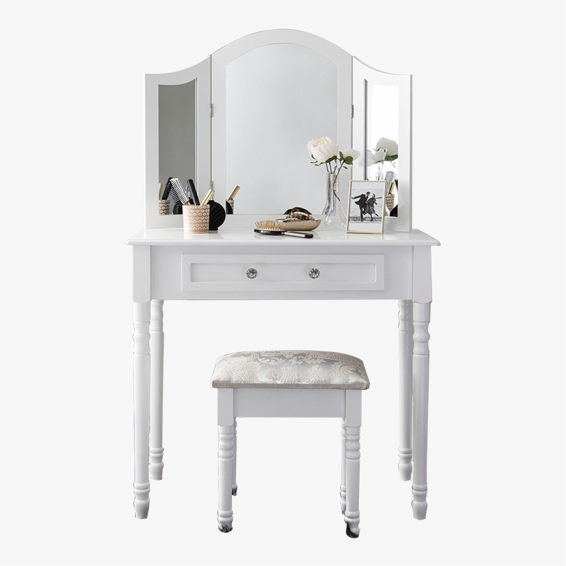 White Dressing Table Mirror With Drawers, transparent png #8487659