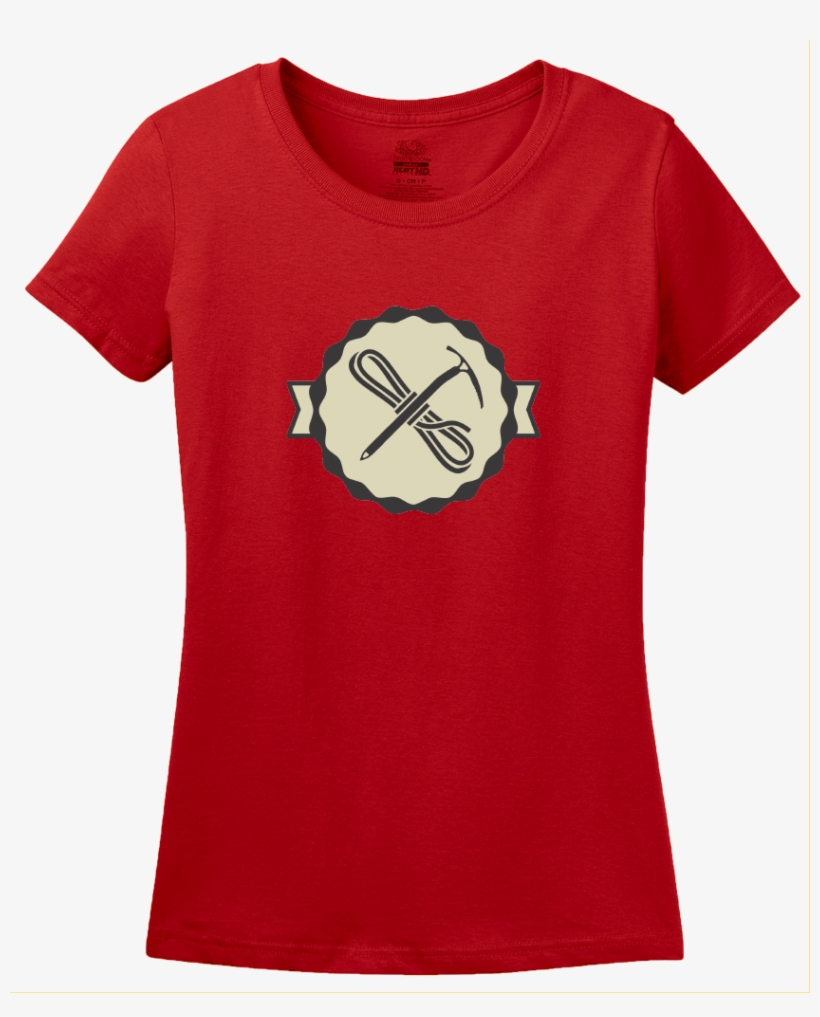 Ladies Red Mountain Ice Climbing Symbol - T-shirt, transparent png #8488027