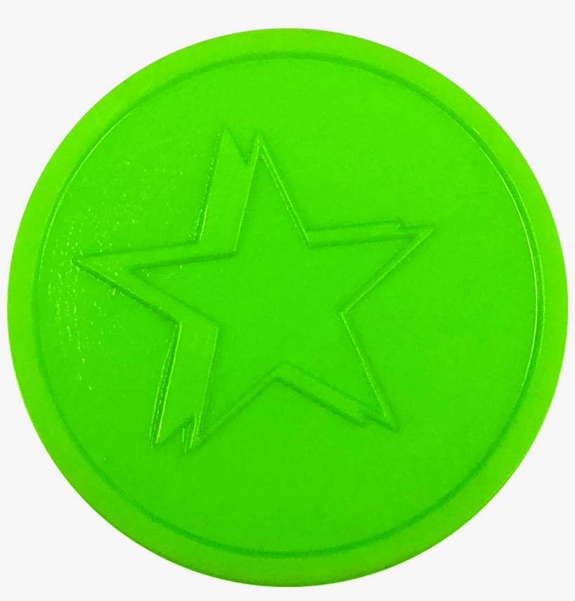Fluorescent Green Star Embossed Tokens - Circle, transparent png #8488407