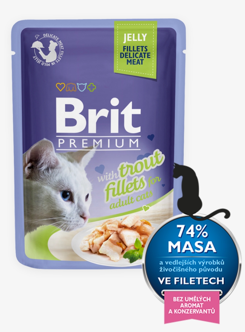 Brit Premium Cat Pouch With Trout Fillets In Jelly - Cicaeledel, transparent png #8488512