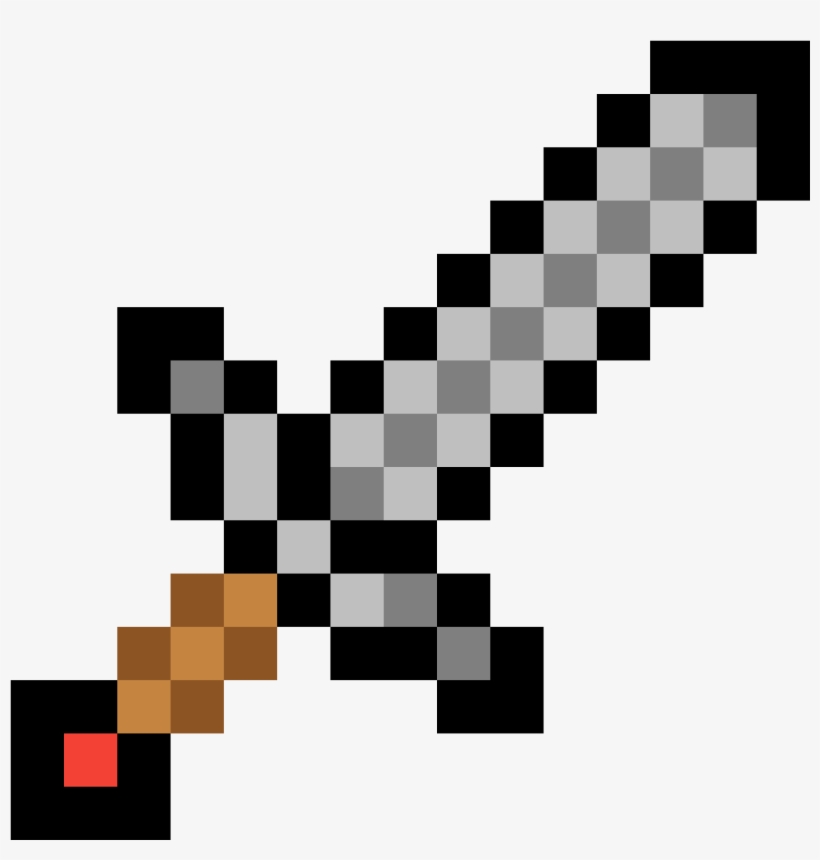Pixel Sword No - Diamond Sword Minecraft, transparent png #8490913