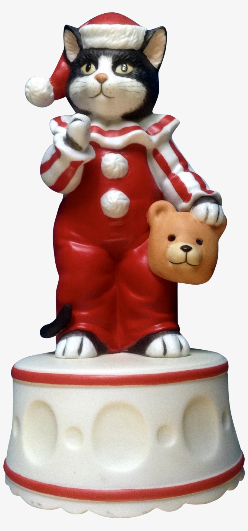 1985 Schmid Black Kitty Cat Clown Music Box Plays, - Cartoon, transparent png #8491254