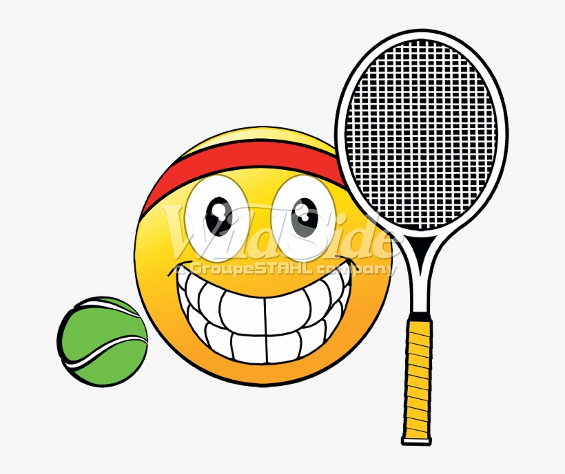 Emoji Tennis Ball Racquet - Smiley, transparent png #8491505